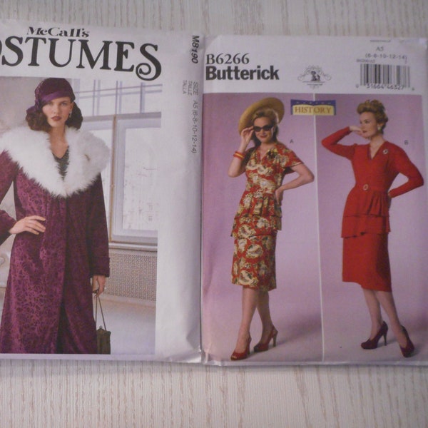 New, Butterick Womens Retro 1930-1940's Dress or Coat Patterns. Your choice of like new sewing patterns.