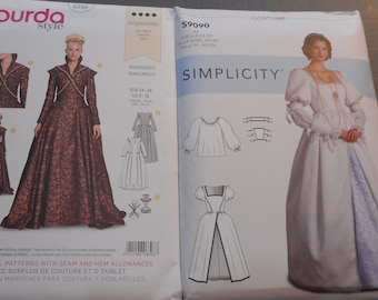 Women's Renaissance Princess Gowns and Capes.  Your choice of like new sewing patterns. Multiple sizes.