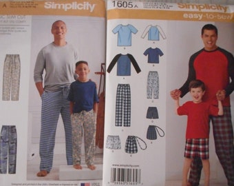 Sleepwear for Men and Boys, Pajama tops, bottoms and shorts.  Husky, Big & Tall options. Your choice of like new sewing patterns.