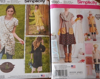 Trendy Boho Wrap Dress, Tunic Dress or top. Your choice of like new sewing patterns. Sizes 6-14, 14-22, XS-XL. See descriptions for sizing.