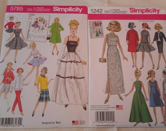 Retro style Barbie, 11.5 inch Fashion Doll Sewing Patterns. Your choice of like new patterns.