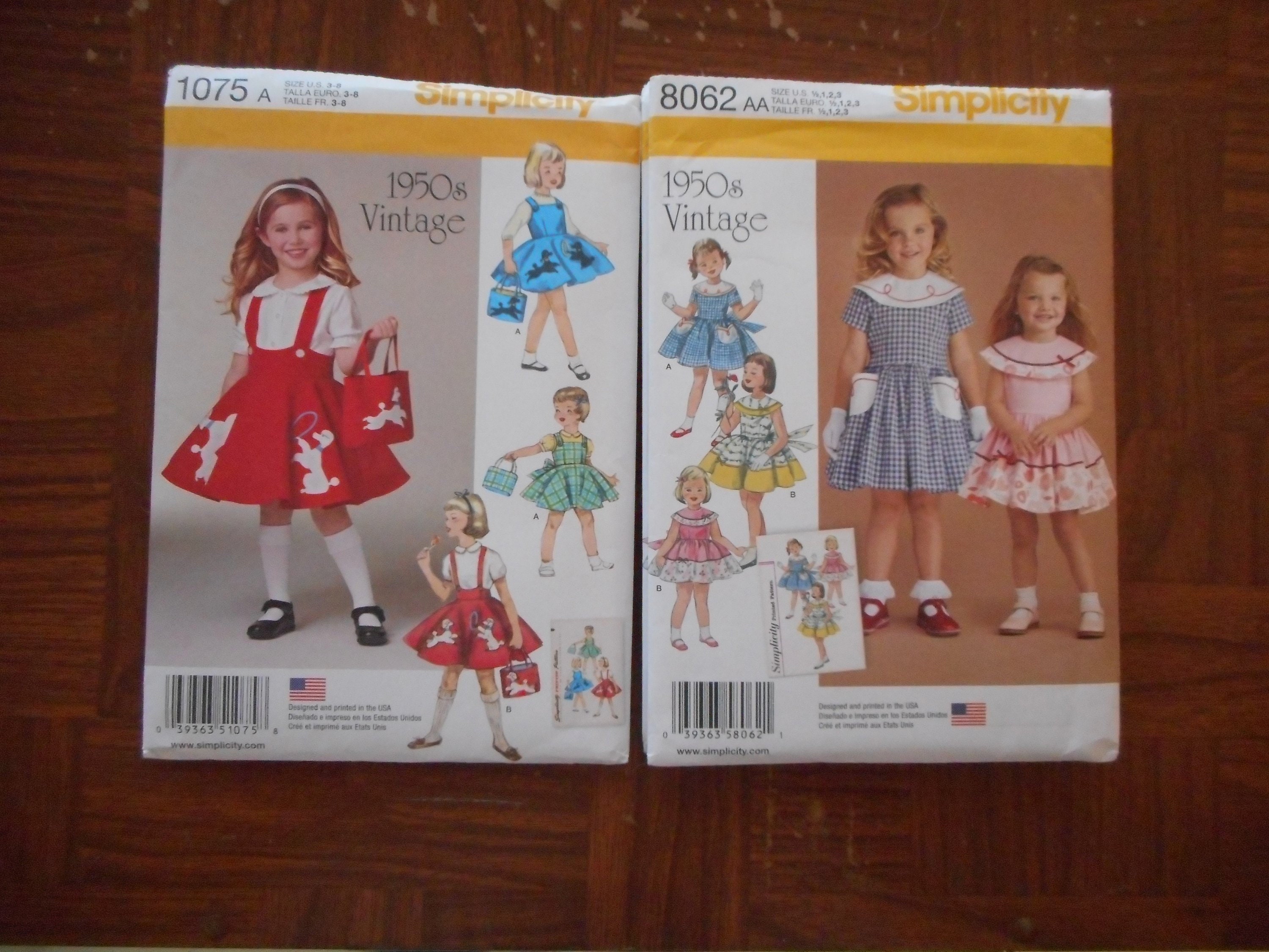 Simplicity Girls Sewing Pattern 1075 Vintage Style 1950s Pinafore Dresses ...