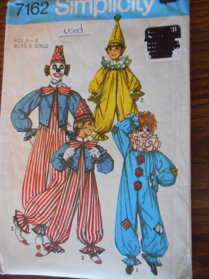 Vintage Clown Costume Patterns Child and Adult Etsy