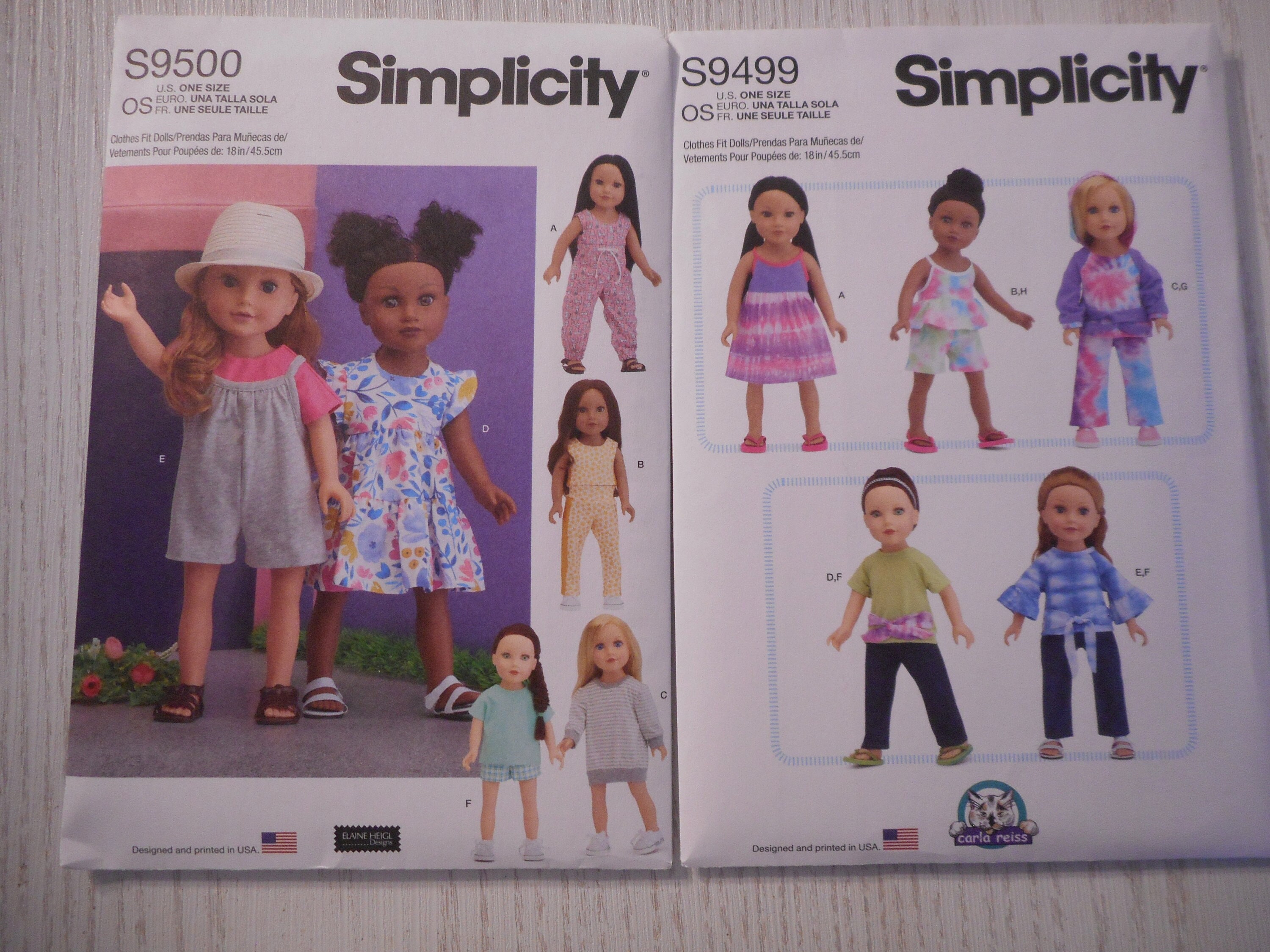 Summer Wardrobes for 18 inch dolls like American Girl.  Your choice of like new sewing patterns.
