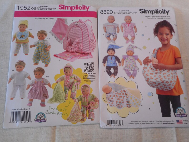 15 Inch Baby Doll wardrobes and doll carriers. Your choice of Etsy