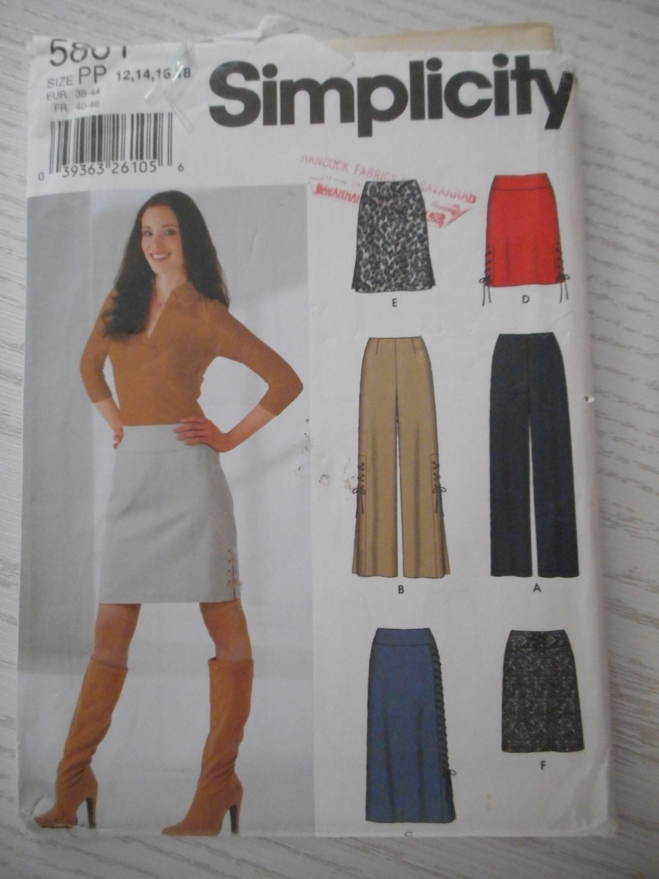Women's Straight Skirts and Pants Pattern With Side Laces - Sizes 12-18 ...