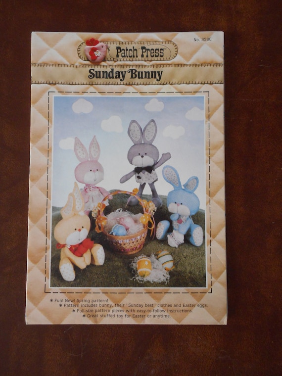 Easter Pattern Bunny and Eggs Sunday Bunny by Patch Press 358C Stuffed Animals 