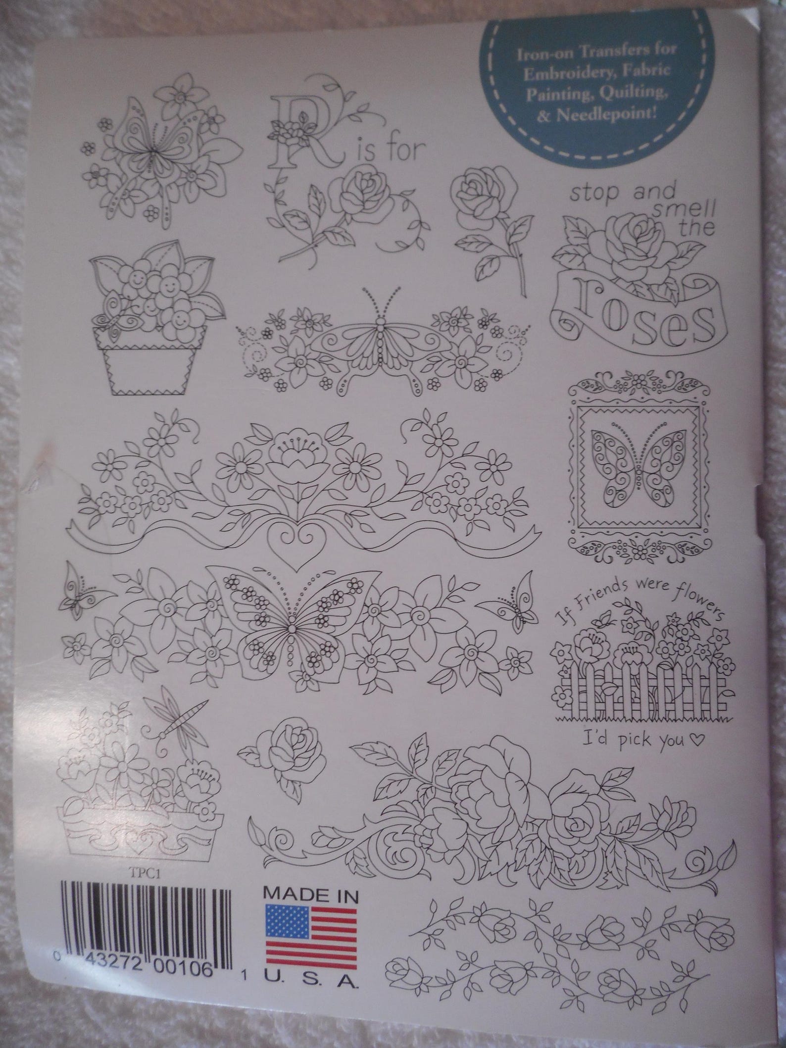 Aunt Martha's Hot Iron Embroidery Transfers. Kitchen Designs or Flowers ...