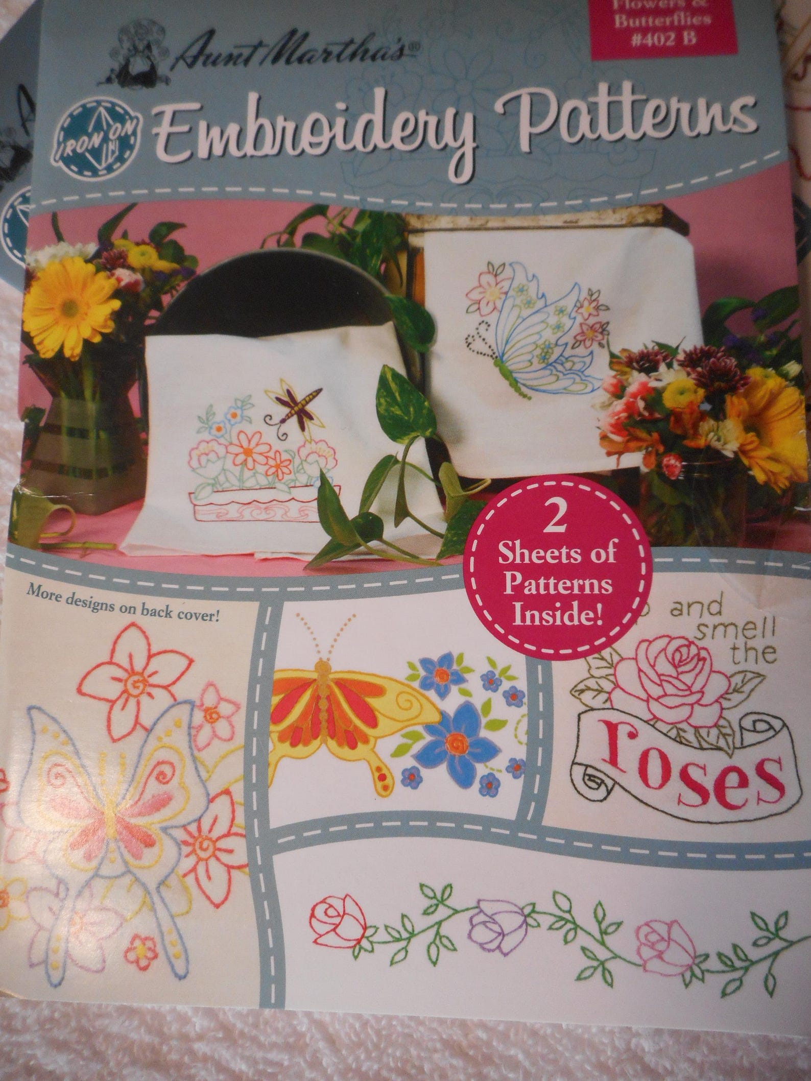 Aunt Martha's Hot Iron Embroidery Transfers. Kitchen Designs or Flowers ...