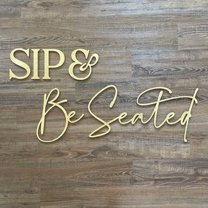 SIP & Be Seated Wedding Sign | Champagne Wall Sign • Seating Chart Sign • Place Card Wall •  Find Your Seat Awaits • Event Signage - iii