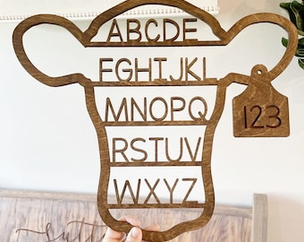 Cow Alphabet Sign : Wooden Farm Nursery Decor