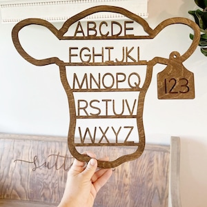 Cow Alphabet Sign : Wooden Farm Nursery Decor