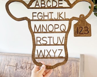 Cow Alphabet Sign : Wooden Farm Nursery Decor