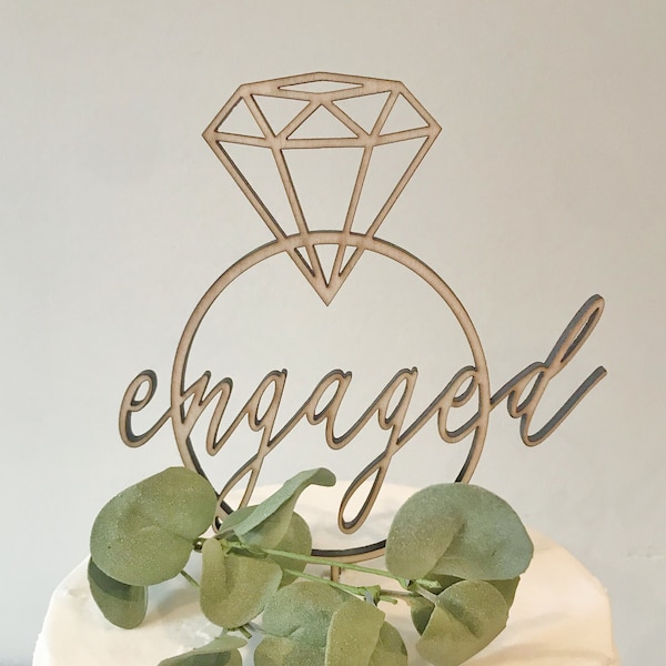 Diamond Ring ENGAGED Cake Topper
