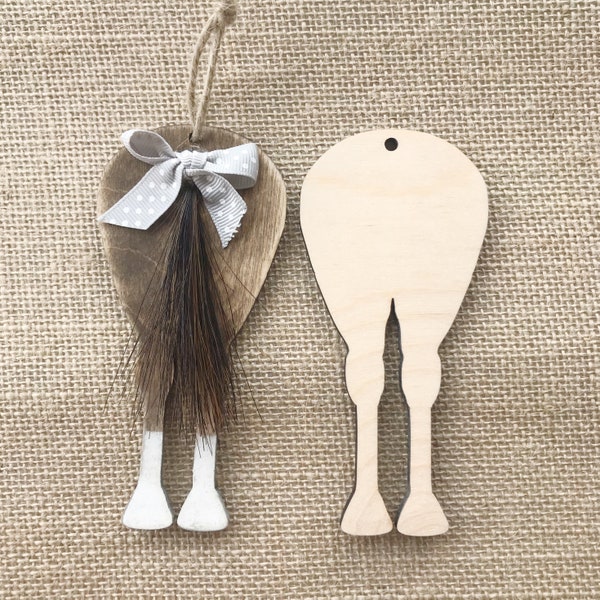 Horse Butt Ornament BLANK | Horse Ornament  • Horse Crafts • Wooden DIY Ornament • Wood Craft Project • Horse Christmas