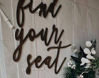 Find Your Seat Sign: Laser Cut, Wooden Seating Chart Sign