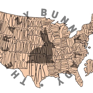 USA State Map SVG Engrave Cut Digital File