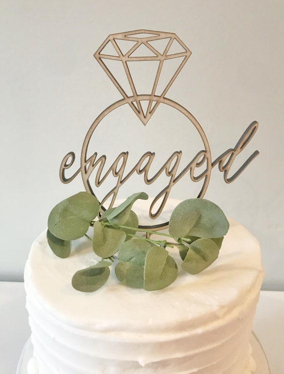 Diamond Ring ENGAGED Cake Topper Etsy