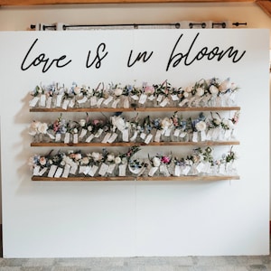 Love is in Bloom Sign: Birch Wood Floral Bridal Shower Decor