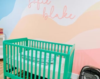 Nursery Name Sign | Cursive Wooden Baby Name Sign Decor