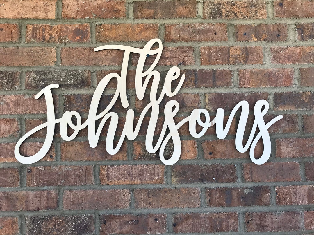 Last Name Sign | Custom Cursive Wooden Last Name Home and Wedding Decor ...