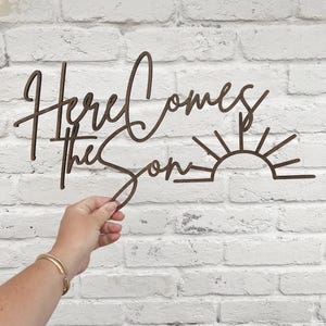Here Comes The Son Wooden Baby Shower Sign: Laser Cut Backdrop