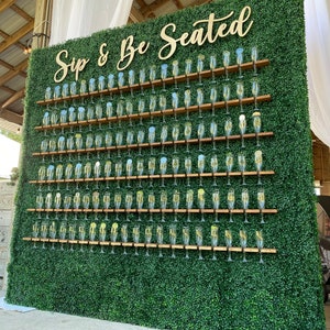 Sip & Be Seated Sign i | Champagne Wall Sign • Seating Chart Sign • Place Card Wall Sign • Wood Wedding Sign • Find Your Seat Awaits Wall