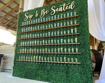 Sip & Be Seated Sign i | Champagne Wall Sign • Seating Chart Sign • Place Card Wall Sign • Wood Wedding Sign • Find Your Seat Awaits Wall