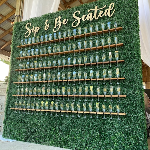Sip & Be Seated Sign: Birch Wood Wedding Seating Chart