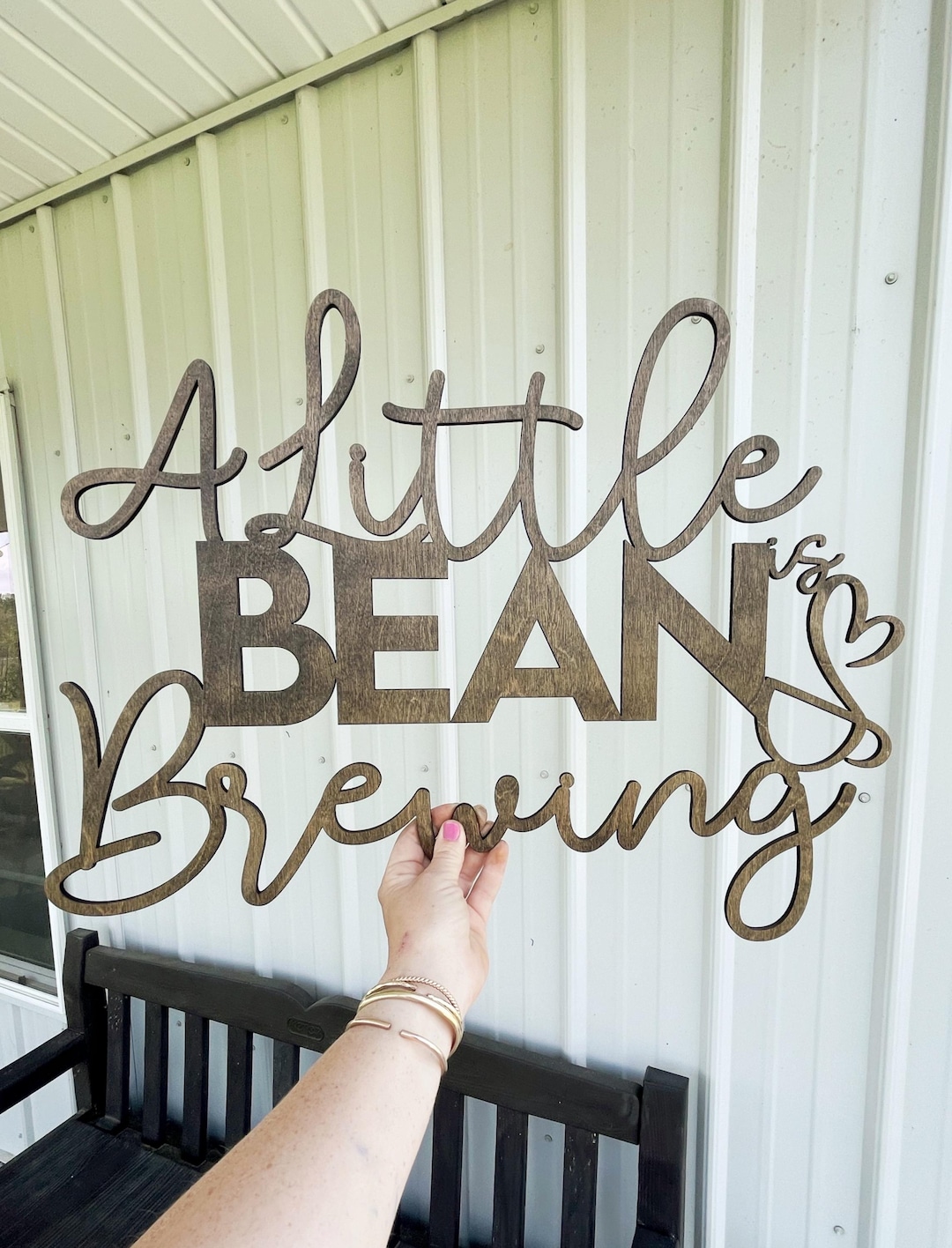 A Little Bean is Brewing Wood Sign | Coffee Themed Baby Shower Decor - Etsy