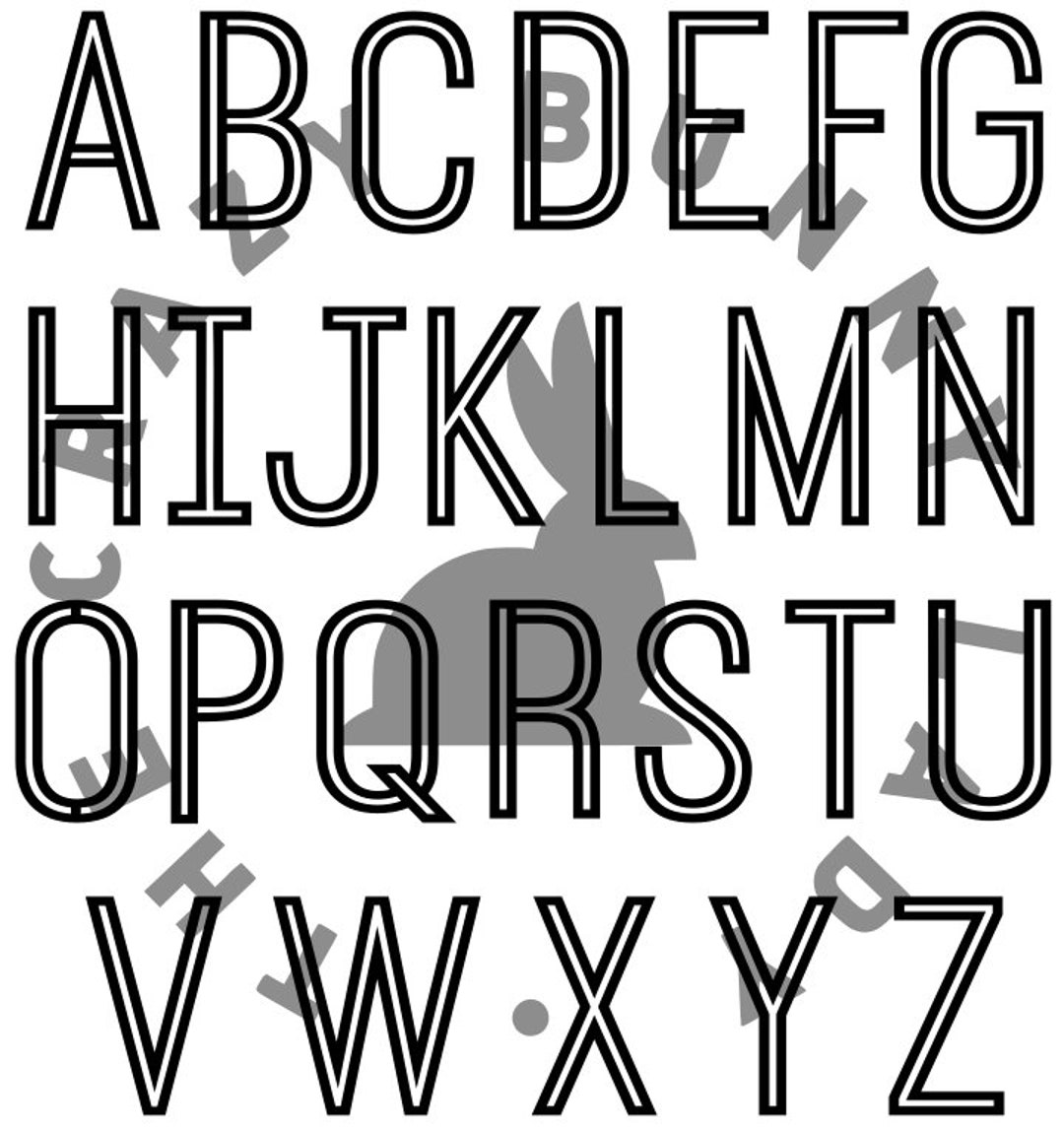 OUTLINE ALPHABET SVG Engrave Cut Digital File -  Denmark