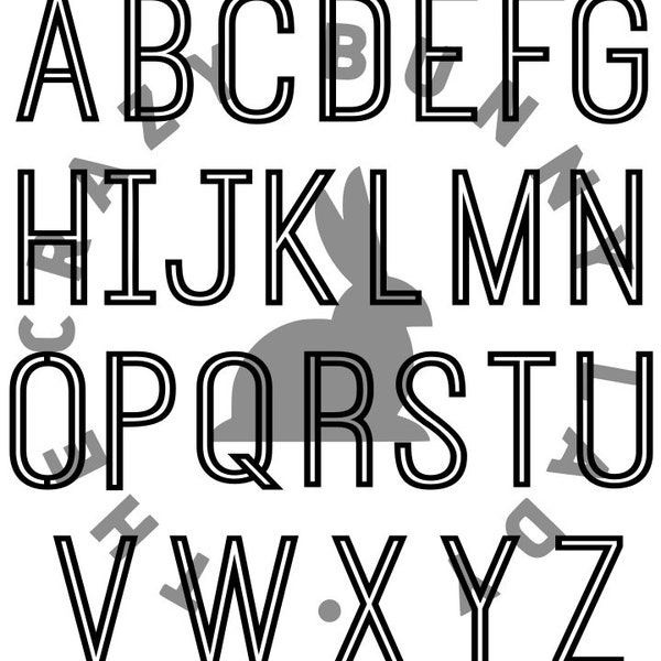 OUTLINE ALPHABET SVG Engrave Cut Digital File