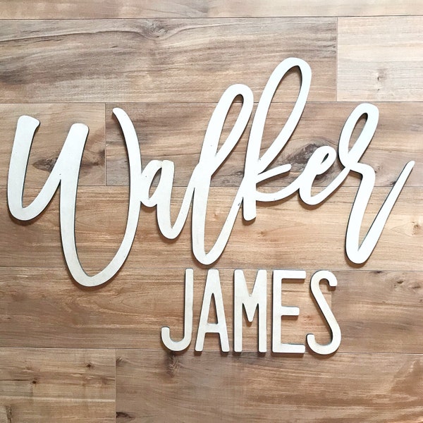 First AND Middle Wooden Name Sign | Large Wood Name Sign • Baby Shower Gift • Custom Name Sign • Personalized Wood Name • Nursery Wall Name