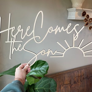 Here Comes The SON Wooden Baby Shower Backdrop Sign | Baby Shower Decor • Mama to Be • Baby Boy - ii