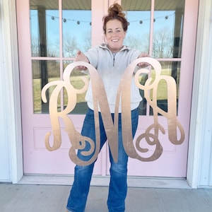Laser Cut Birch Wood Monogram Sign: Wedding, Nursery Decor