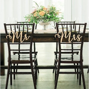 Mr & Mrs Calligraphy - Chair Back Laser Cut Signs