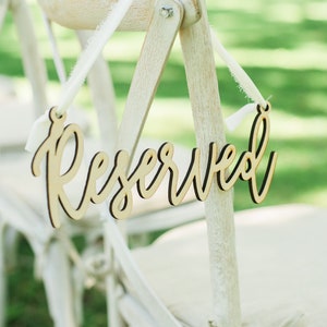 Birchwood Reserved Chair Sign: Cursive Wedding Seating (Set of 2)