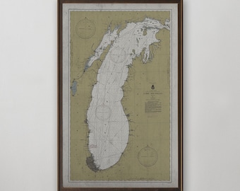 1930 Nautical Map of Lake Michigan