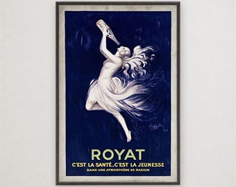 Royat Cest La Sante Poster Print, Vintage French Spa Advertising, Cappiello Wall Decor