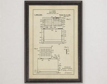 Charles Strite Bread Toaster Patent Print, 1921, Vintage Invention Drawing, Industrial Wall Art Gift