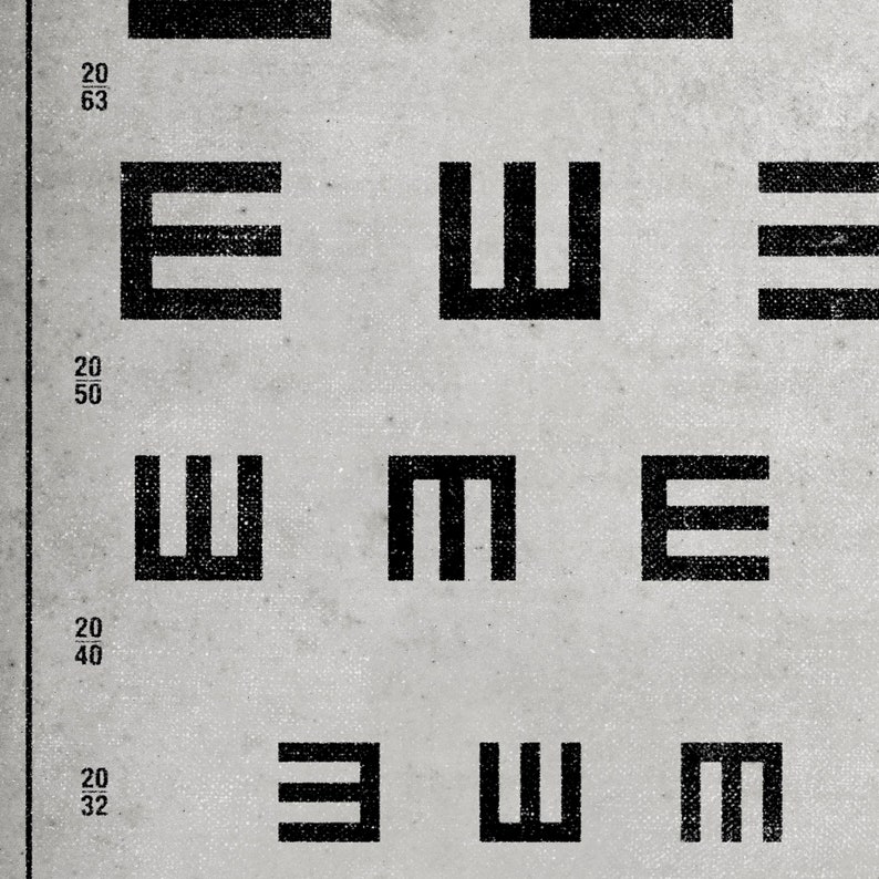 Tumbling E Vision Chart Print, Vintage Eye Test Wall Art, Optometry ...