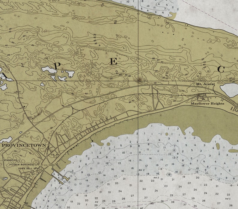 Provincetown Map Map of Provincetown Massachusetts Etsy