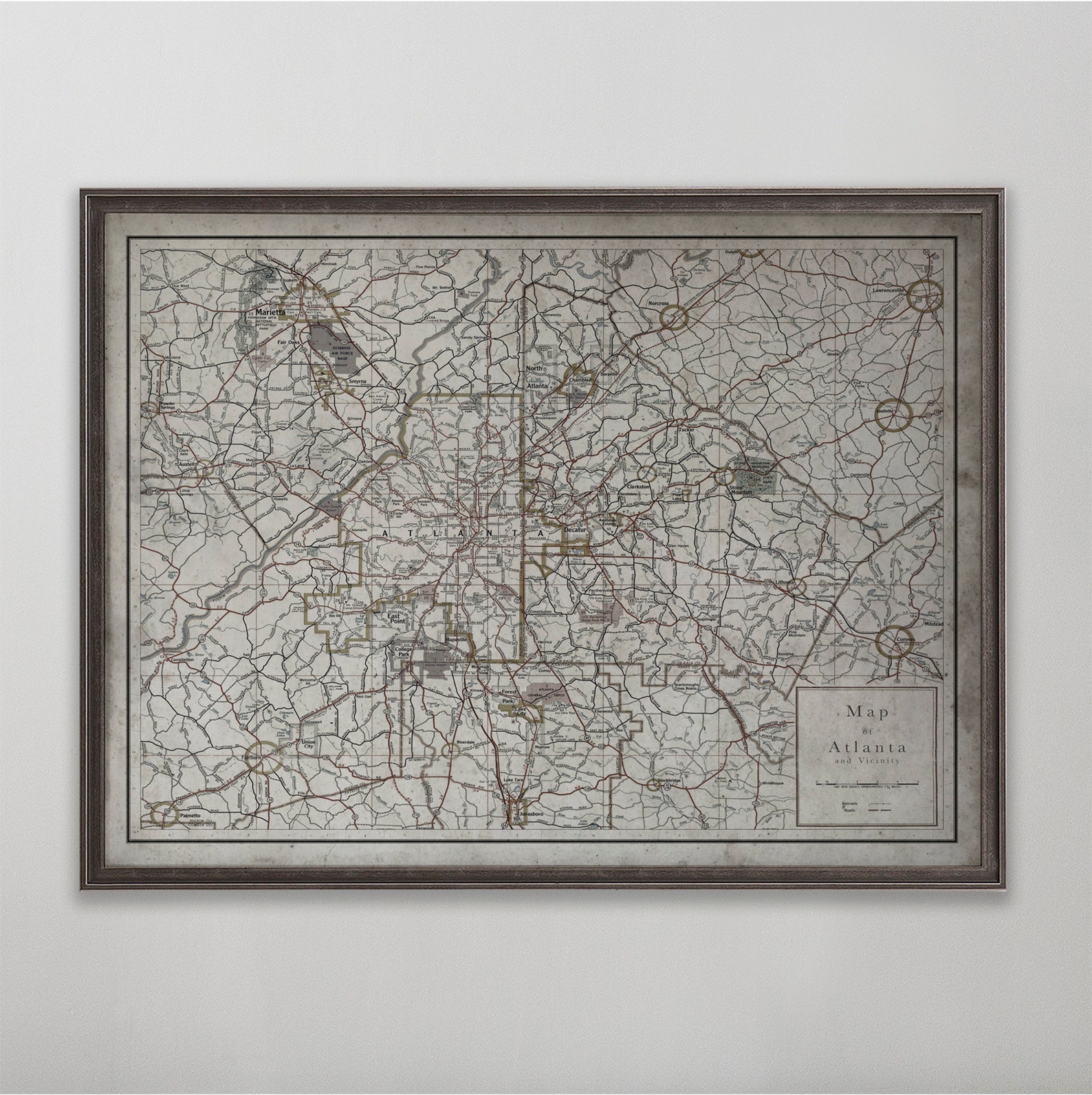 Atlanta Map Vintage Map of Atlanta Georgia Vintage Wall - Etsy