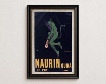 Absinthe Green Devil Poster Print, Vintage French Liquor Advertising, Art Deco Bar Wall Art