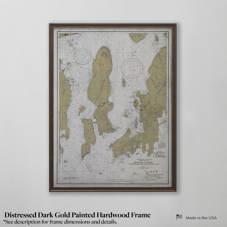 Newport Rhode Island Nautical Map, Vintage Newport Harbor Chart