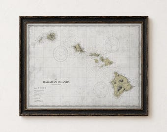 Big Island Hawaii Map Art Print: Vintage Style Home Decor - Etsy