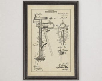 Ole Evinrude Outboard Motor Patent Print, 1911, Vintage Invention Drawing, Industrial Wall Art Gift