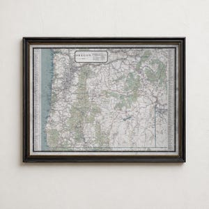Oregon Road Map Print, Vintage Pacific Northwest Highway Map, Oregon Travel Wall Art Gift