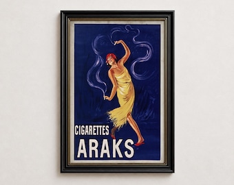 Araks Cigarettes Poster, Vintage French Tobacco Advertising Wall Art