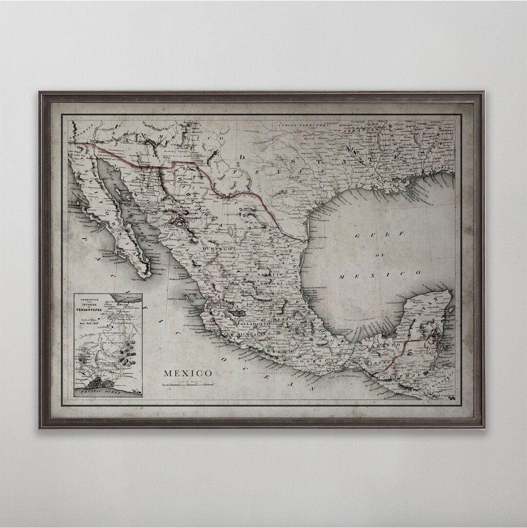 Mexico Map Vintage Map of Mexico Vintage Wall Art - Etsy